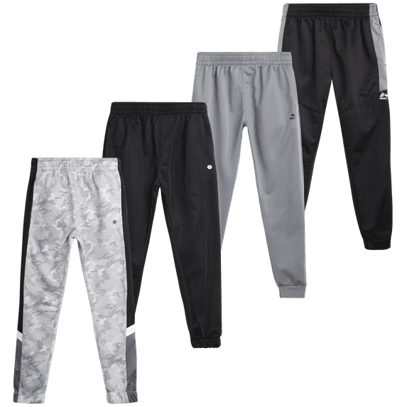 RBX Boys’ Sweatpants – 4 Pack Active Tricot Warm-Up Jogger Track Pants (Sizes: 4-20)