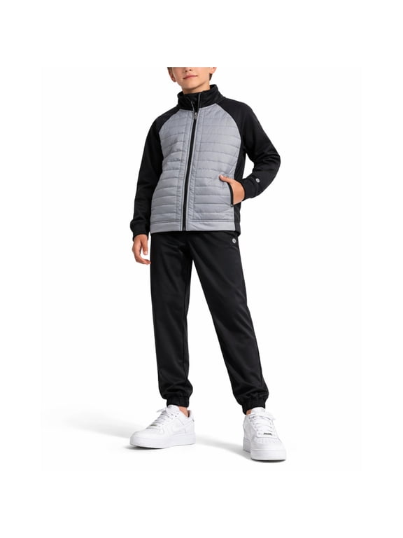 Boys Sweatsuit Set Tech Fleece Zip-up Puffer Jacket and Jogger Sweatpants Athletic Outfit 2 Piece