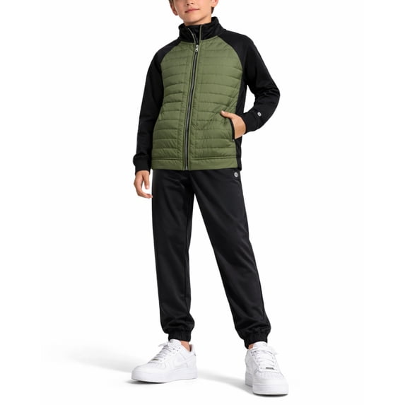 RBX Boys Sweatsuit Set Tech Fleece Zip-up Puffer Jacket and Jogger Sweatpants Athletic Outfit 2 Piece