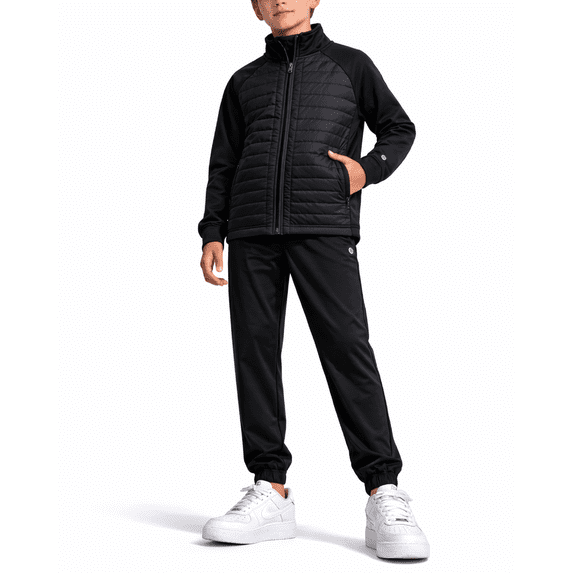 RBX Boys Sweatsuit Set Tech Fleece Zip-up Puffer Jacket and Jogger Sweatpants Athletic Outfit 2 Piece