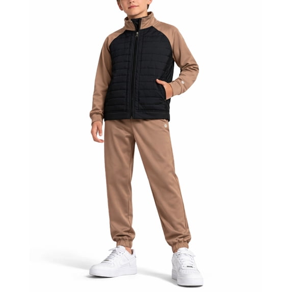 RBX Boys Sweatsuit Set Tech Fleece Zip-up Puffer Jacket and Jogger Sweatpants Athletic Outfit 2 Piece