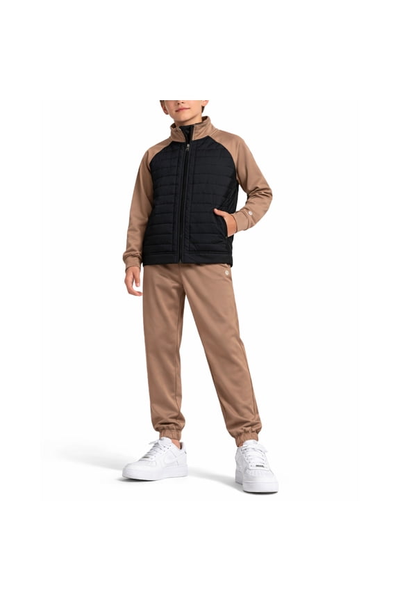 Boys Sweatsuit Set Tech Fleece Zip-up Puffer Jacket and Jogger Sweatpants Athletic Outfit 2 Piece