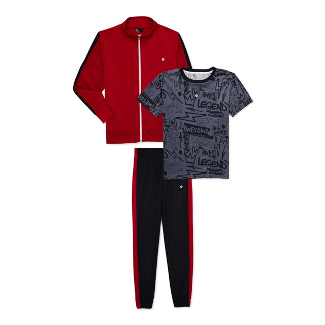 RBX Boys Tricot Jacket, TShirt and Jogger Pants Tracksuit, 3Piece Set