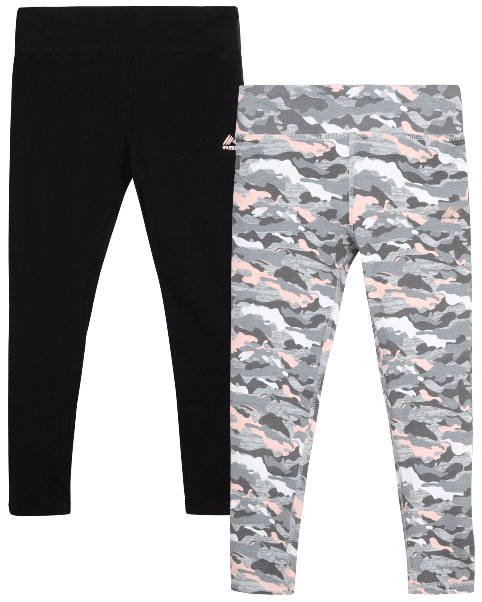 RBX Girls' Active Leggings - 2 Pack Performance Stretch Cotton Gym Pants  Size: 4-16
