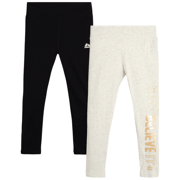 RBX Girls Athletic Leggings - 2 Pack Soft Cotton Blend Athletic Yoga Pants Leggings for Girls