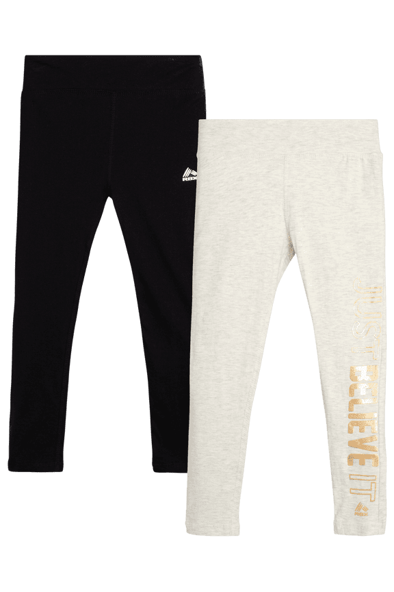 Girls Athletic Leggings - 2 Pack Soft Cotton Blend Athletic Yoga Pants Leggings for Girls