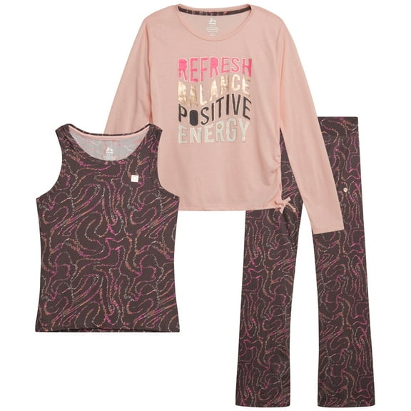RBX Girls Active Pants Set - 3 Piece Long Sleeve Shirts, Sleeveless Tank Top, and Leggings (7-12)