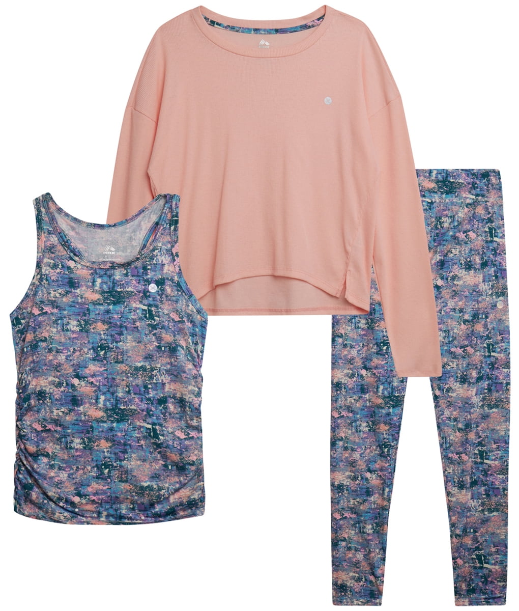 RBX Girls' Active Pants Set 3 Piece Long Sleeve Shirt, Tank Top, and