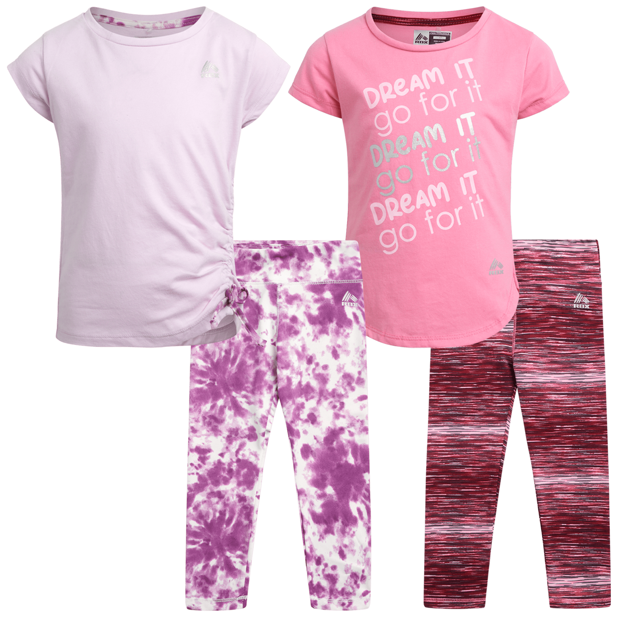 RBX Girls’ Active Set Performance Short Sleeve TShirt, Capri Yoga
