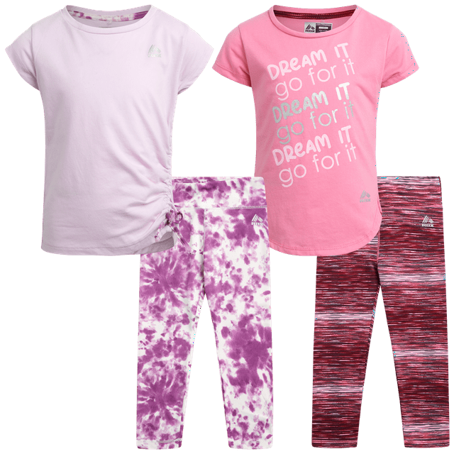 RBX Girls’ Active Set Performance Short Sleeve TShirt, Capri Yoga