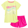 RBX Girls' Active Shorts Set 2 Piece Short Sleeve TShirt and