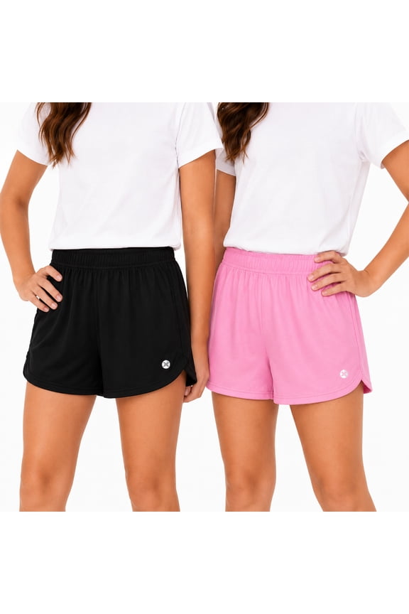 Girls Dolphin Athletic Shorts Breathable Mesh Gym Activewear 2 Pack