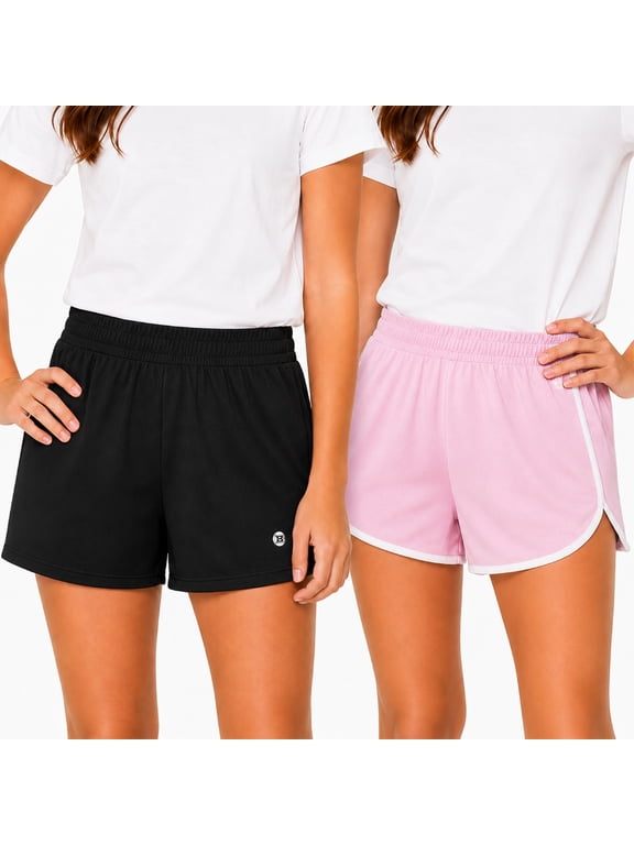Girls Dolphin Athletic Shorts Breathable Mesh Gym Activewear 2 Pack