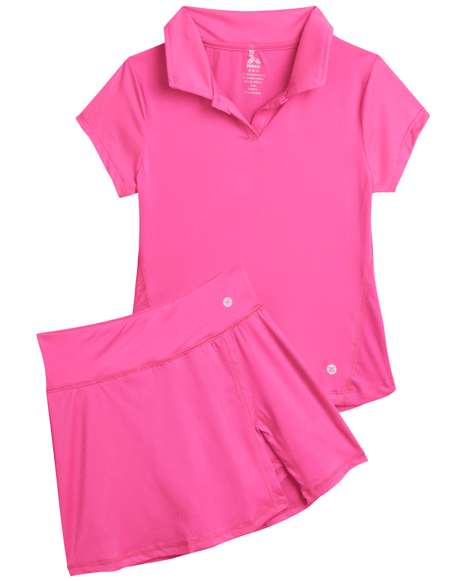RBX Girls' Active Skirt Set 2 Piece Stretch Ribbed Polo and Scooter