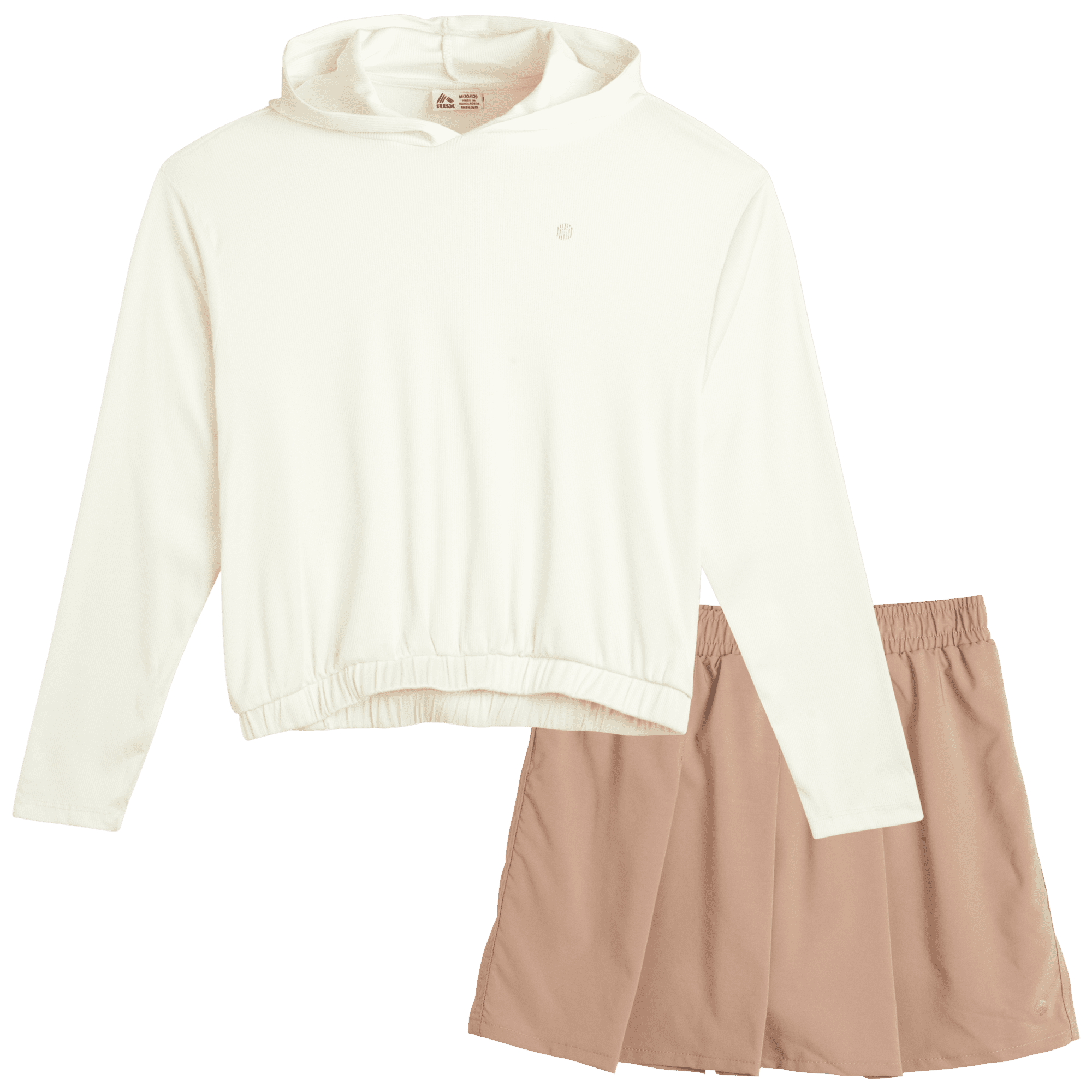 RBX Girls' Active Skort Set - 2 Piece Ribbed Crop Hoodie Sweatshirt and ...