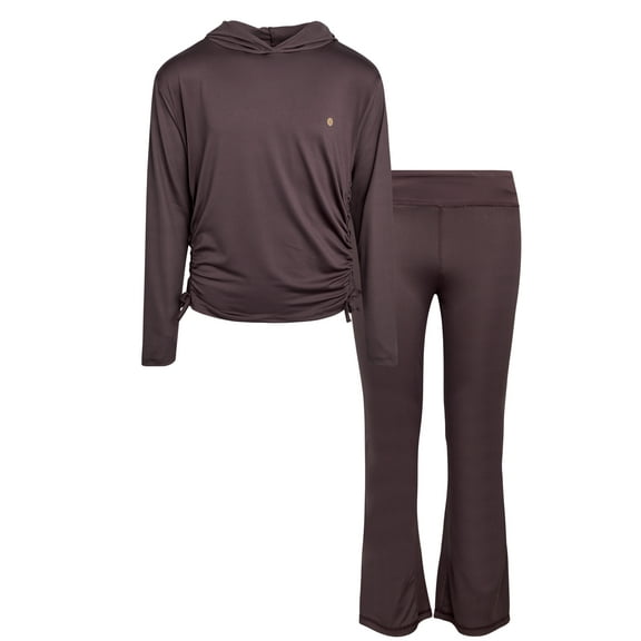 RBX Girls Activewear Set - 2 Piece Hoodie or Quarter Zip Top and Flare Leggings for Girls (7-12)