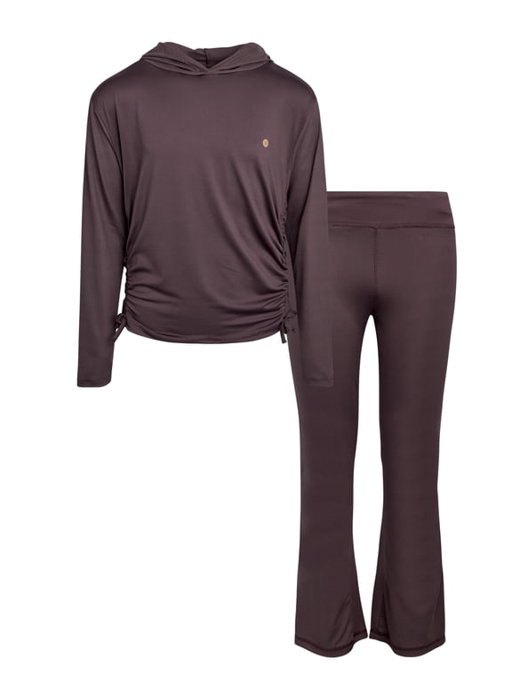 Girls Clothing Set with Girls Pullover Hoodie or Quarter Zip Long Sleeve Shirt and Flare Leggings 2 Piece