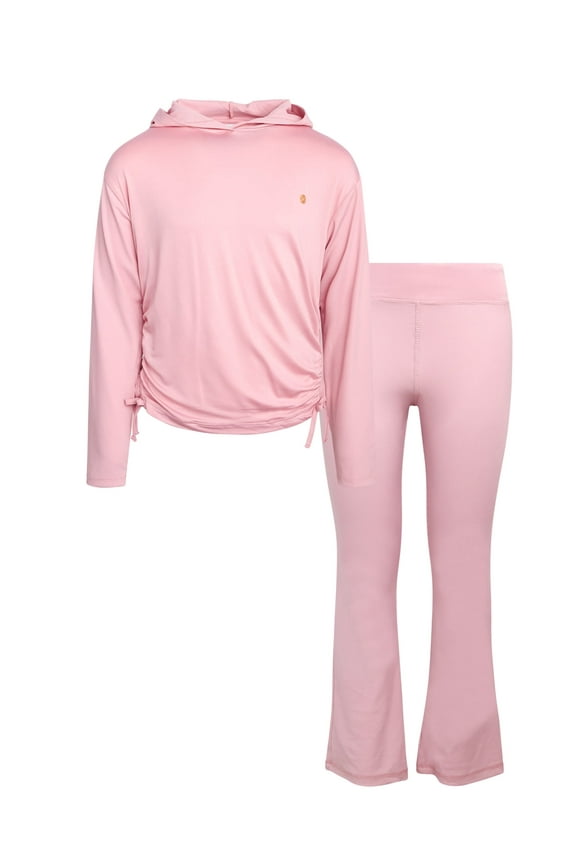 Girls Clothing Set with Girls Pullover Hoodie or Quarter Zip Long Sleeve Shirt and Flare Leggings 2 Piece