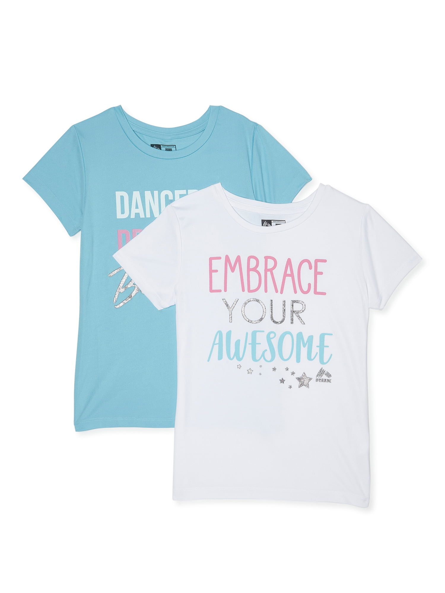RBX Girls Graphic Active T-Shirt, 2-Pack, Sizes 4-16