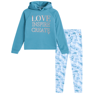 RBX Girls' Legging Set - 2 Piece Fleece Pullover Hoodie Sweatshirt and Active Leggings Set (Size: 7-12)