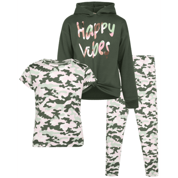 RBX Girls Pants Set - Soft Fleece Pullover Hoodie, Graphic Tee and Leggings 3 Piece Outfit Set