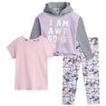 thumbnail image 1 of RBX Girls Pants Set - Soft Fleece Pullover Hoodie, Graphic Tee and Leggings 3 Piece Outfit Set, 1 of 7
