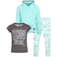 thumbnail image 1 of RBX Girls Leggings Set Sherpa Pullover Hoodie Short Sleeve Shirt & Legging Pants 3 Piece Set, 1 of 7