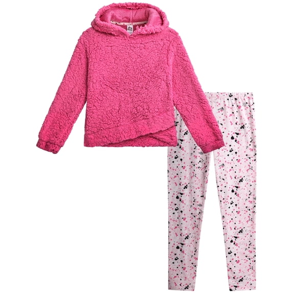RBX Girls Legging Set - 2 Piece Quarter Zip Sherpa Pullover Sweatshirt & Kids Yoga Pants (7-16)