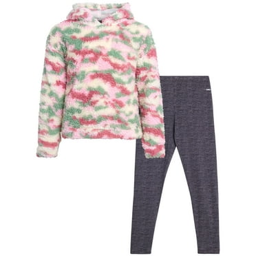 RBX Girls' Legging Set - Quarter Zip Sherpa Pullover Sweatshirt and Yoga Pants (Size: 7-12)