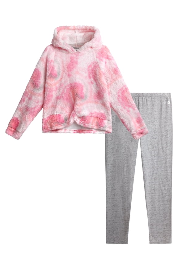 Girls Legging Set - 2 Piece Quarter Zip Sherpa Pullover Sweatshirt & Kids Yoga Pants (7-16)