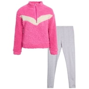 RBX Girls Legging Set - 2 Piece Quarter Zip Sherpa Pullover Sweatshirt & Kids Yoga Pants (7-16)