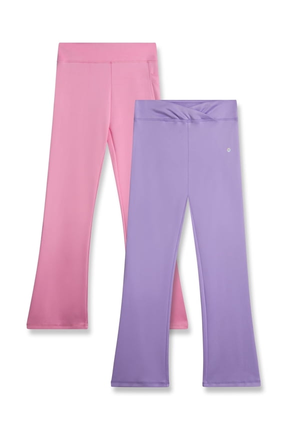 Girls Leggings - 2 Pack Stretchy Girl Flare Leggings with Pockets Yoga Pants for Girls (7-16)