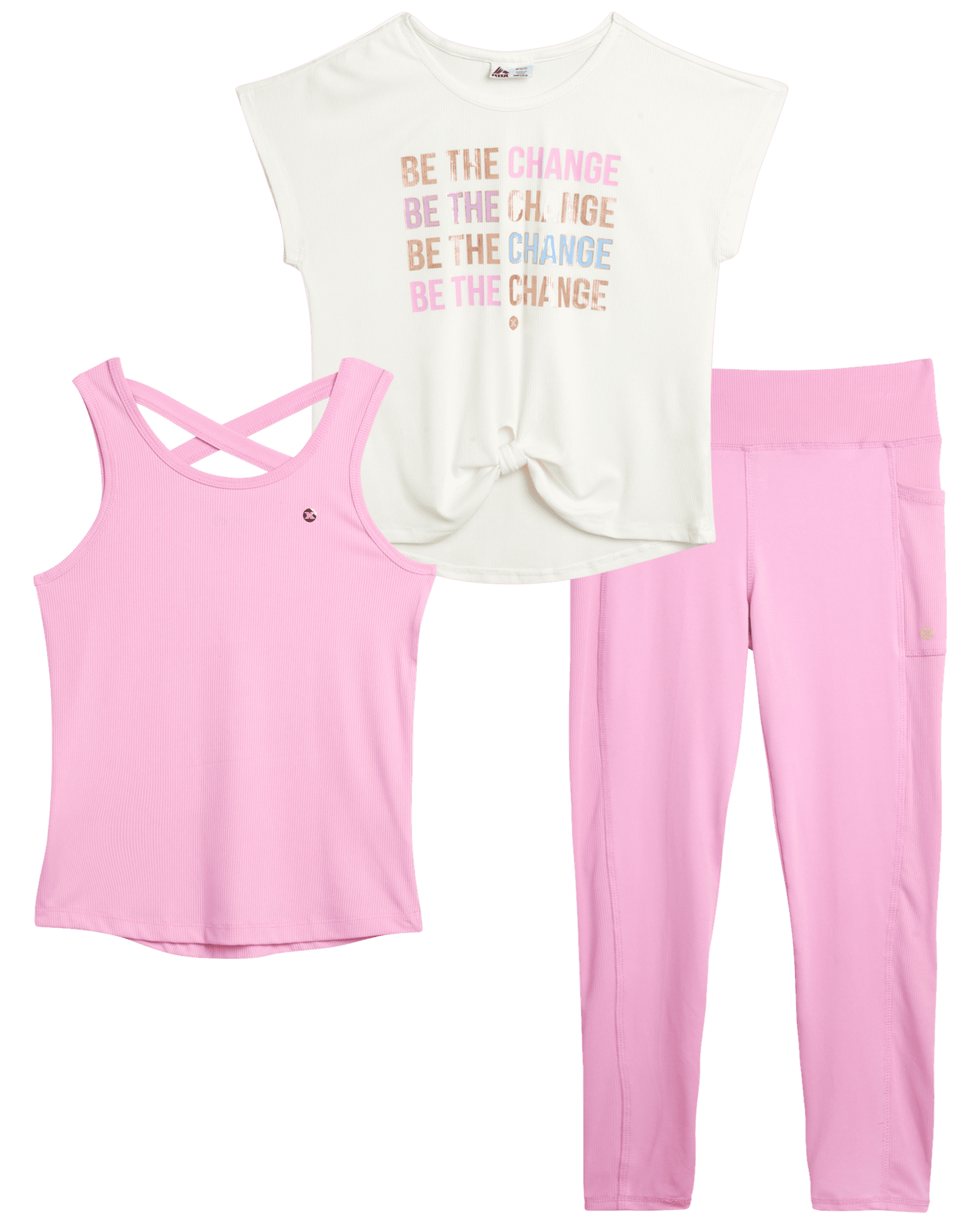RBX Girls Pants Set 3 Piece Short Sleeve Performance T Shirt Tank rbx-girls-pants-set-3-piece-short-sleeve-performance-t-shirt-tank