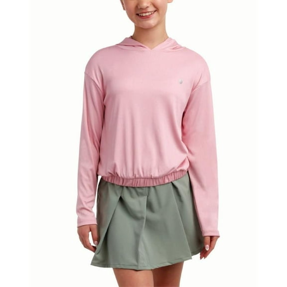 RBX Girls Active Skort Set - 2 Piece Ribbed Crop Hoodie Sweatshirt and Dry Fit Scooter Skort (7-12)