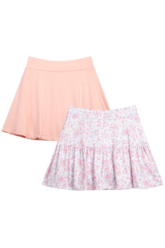 Girls Skorts - 2 Pack Pleated Scooter Skort Tennis Golf Skirt with Bike Short Lining (7-16)