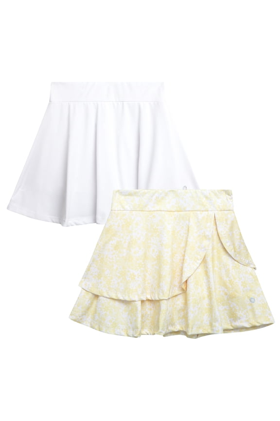 Girls Skorts - 2 Pack Pleated Scooter Skort Tennis Golf Skirt with Bike Short Lining (7-16)