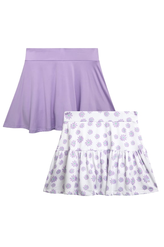 Girls Skorts - 2 Pack Pleated Scooter Skort Tennis Golf Skirt with Bike Short Lining (7-16)