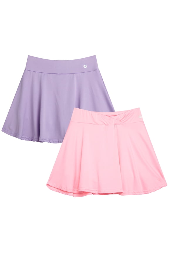 Girls Skorts - 2 Pack Pleated Scooter Skort Tennis Golf Skirt with Bike Short Lining (7-16)