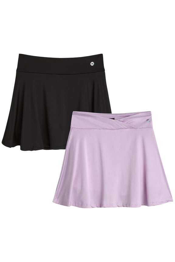 Girls Skorts - 2 Pack Pleated Scooter Skort Tennis Golf Skirt with Bike Short Lining (7-16)