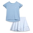 thumbnail image 1 of RBX Girls Skorts Set Short Sleeve Ribbed Shirt and Stylish Ruffle Bike Skort for Girls 2 Piece, 1 of 7