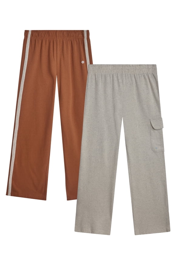Girls Sweatpants Soft Athletic Fleece Wide Leg Jogger Sweatpants for Girls 2 Pack