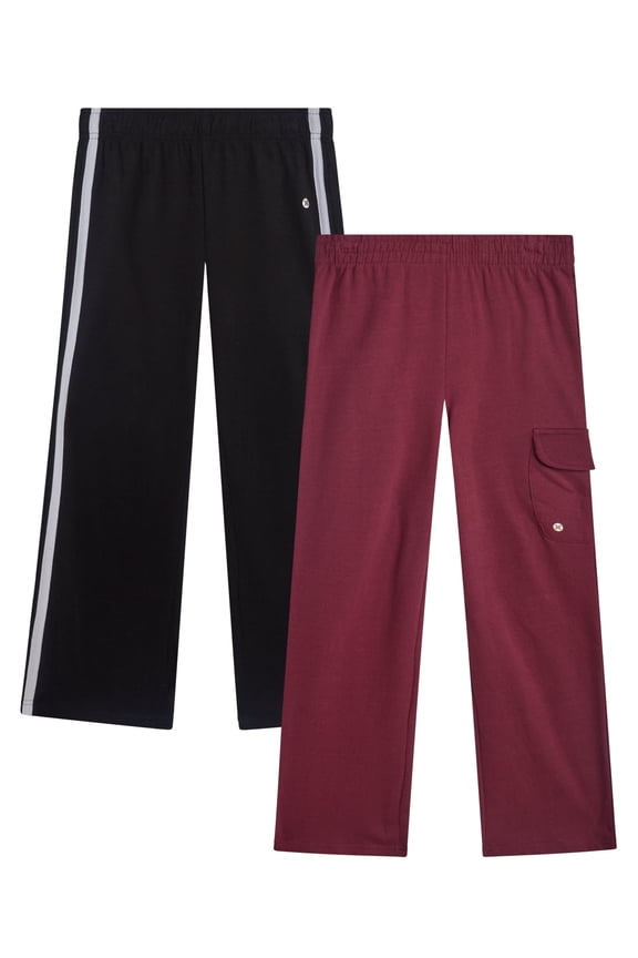 Girls Sweatpants - 2 Pack Soft Athletic Fleece Joggers Wide Leg Sweatpants for Girls (Size: 7-16)