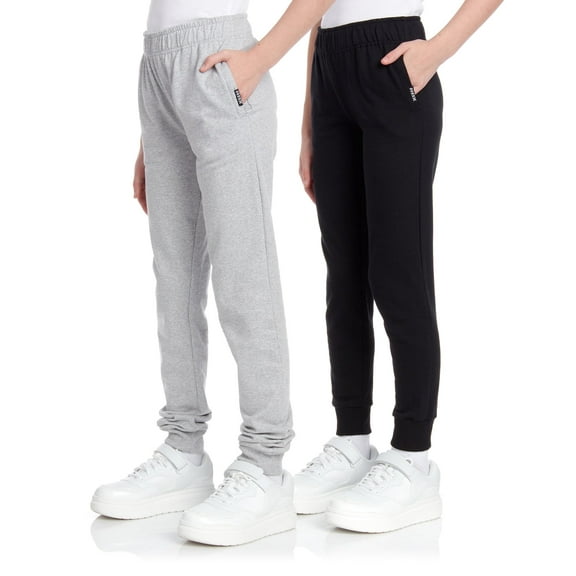 RBX Girls Sweatpants - 2 Pack Soft Athletic Fleece Joggers Wide Leg Sweatpants for Girls (Size: 7-16)