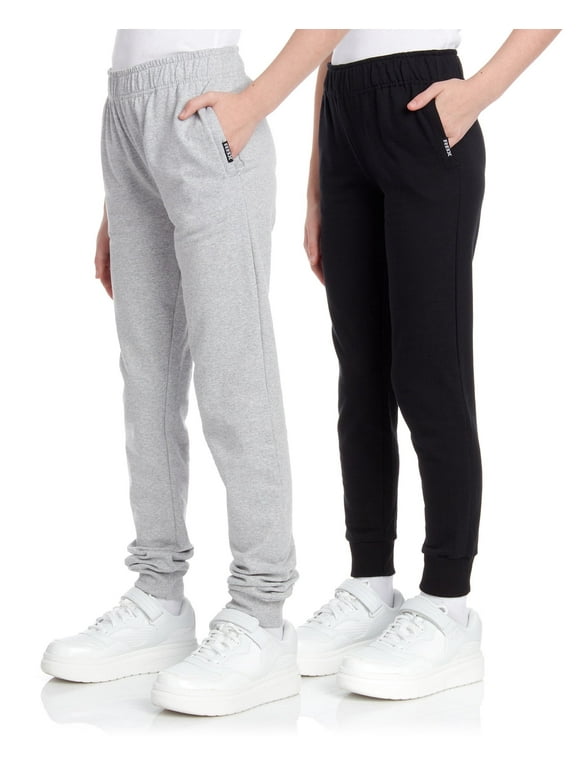 Girls Sweatpants - 2 Pack Soft Athletic Fleece Joggers Wide Leg Sweatpants for Girls (Size: 7-16)