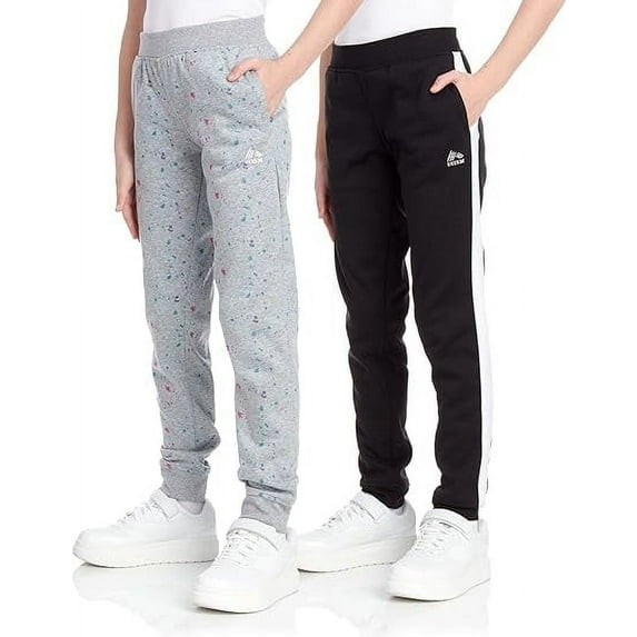 RBX Girls Sweatpants Soft Athletic Fleece Wide Leg Jogger Sweatpants for Girls 2 Pack
