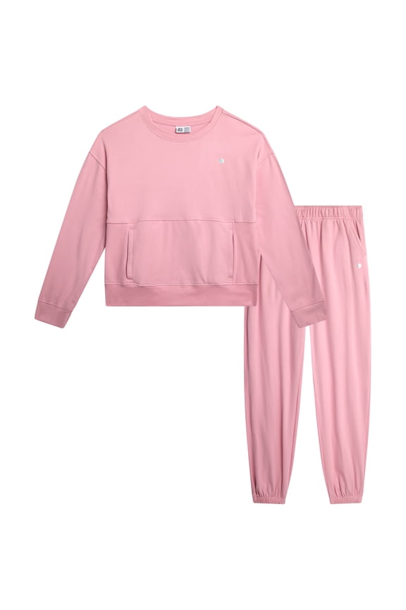 Girls Pants Set - Lightweight Crewneck Sweatshirt and Girls Joggers 2 Piece Activewear Set
