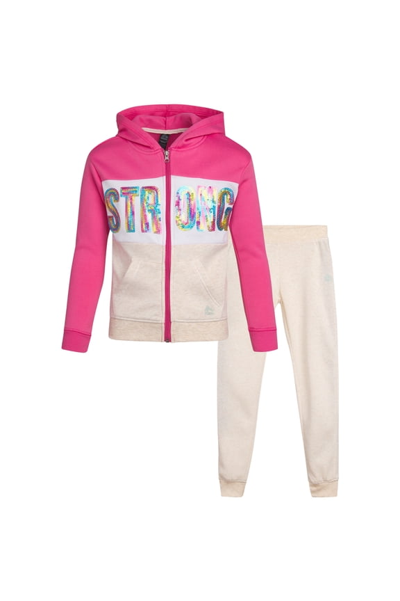Girls Sweatpants Set - 2 Piece Fleece Zip Up Girls Sweatshirt and Jogger Set (7-12)