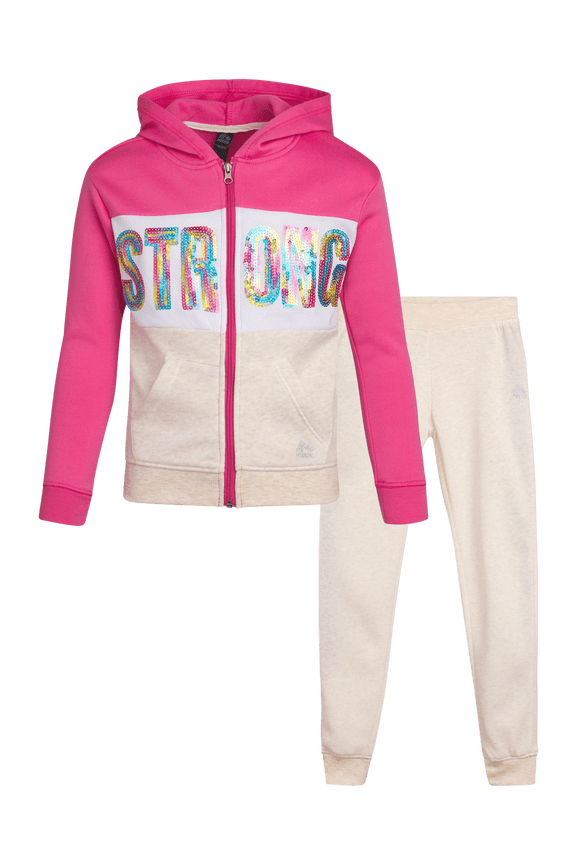 Girls Sweatpants Set - 2 Piece Fleece Zip Up Girls Sweatshirt and Jogger Set (7-12)