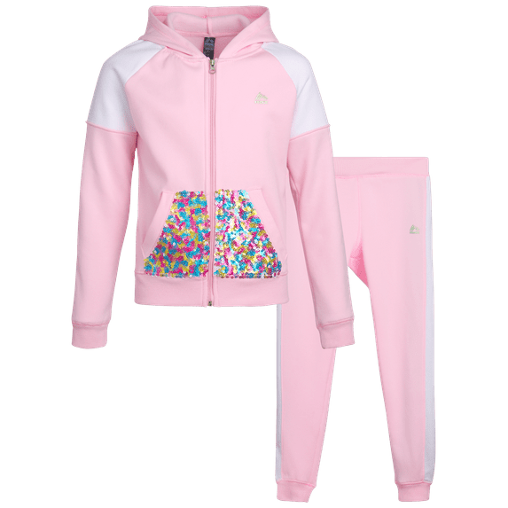 RBX Girls Sweatpants Set - 2 Piece Fleece Zip Up Girls Sweatshirt and Jogger Set (7-12)