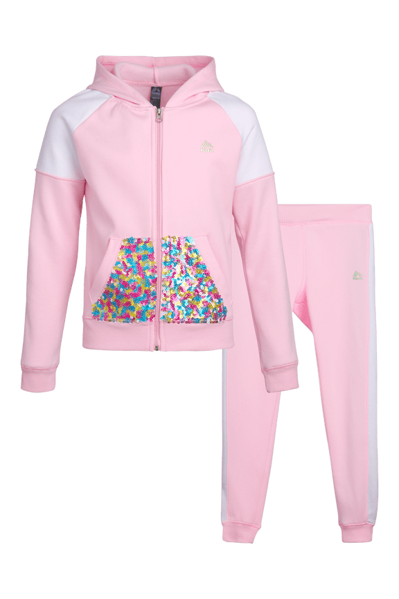 Girls Sweatpants Set - 2 Piece Fleece Zip Up Girls Sweatshirt and Jogger Set (7-12)